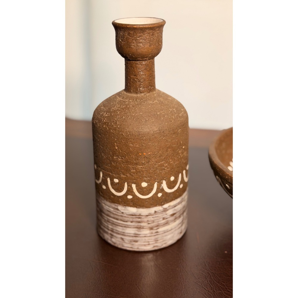 Vintage Bitossi Raymor Italy MCM Pottery Vase & Pipe Ashtray 2174 2177 Set